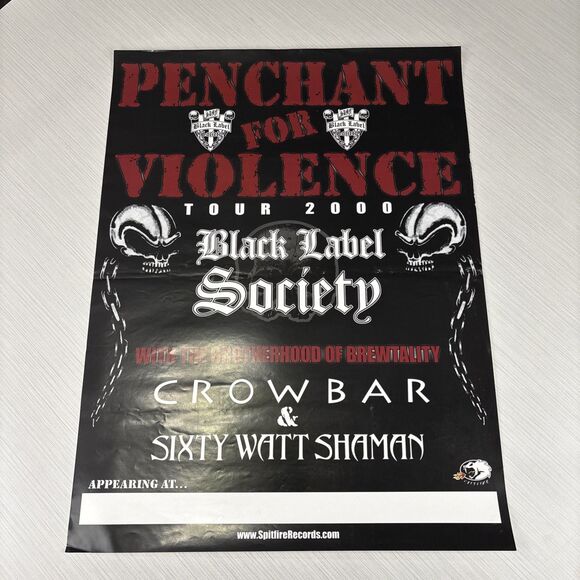 Penchant For Violence Tour 2000 Promo Poster Black Label Society 18x24” RARE!! - Picture 1 of 6
